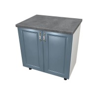 Masca pentru chiuveta cu 2 usi 80 cm Zebra, Alb/MDF Albastru cu blat Beton, 80 x 85 x 60 cm Masca pentru chiuveta cu 2 usi 80 cm Zebra, Alb/MDF Albastru cu blat Beton, 80 x 85 x 60 cm